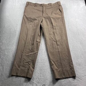 Zanella Todd Brown Wool Trousers Mens 40 Made in Italy Flat Front Dress Pants